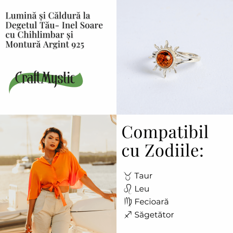 Inel Soare cu chihlimbar si montura argint 925 – Lumina si caldura la degetul tau [5]
