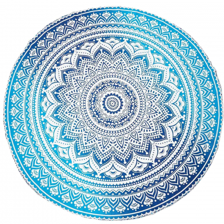 Panza Rotunda pentru Plaja cu Model Mandala, Realizata Manual - Covor Indian din Bumbac pentru Decor Boho/Masa/Exercitii de Yoga si Picnic [0]