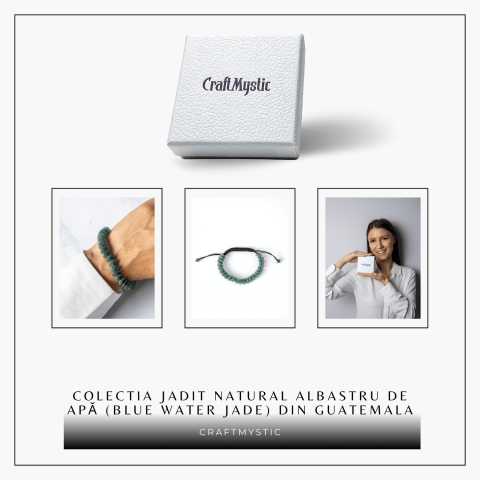 Liniste si Protectie – Bratara cu Jadit Albastru de Apa Natural din Guatemala, Margele Plate [7]