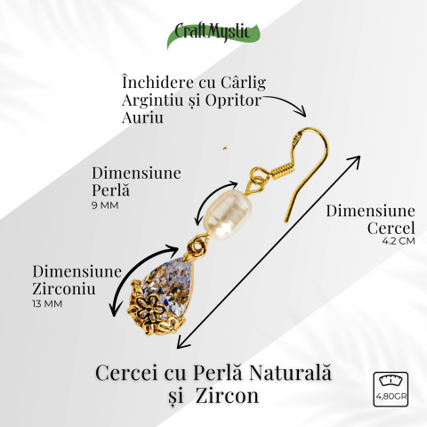 Cercei cu Perla Naturala si Zircon – Feminitate Discreta si Rafinament [2]