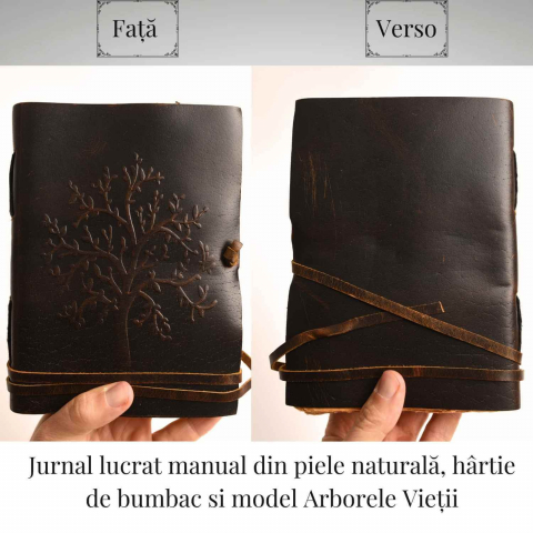 Jurnal piele naturala cu Arborele Vietii si hartie de bumbac – Creativitate si conexiune spirituala [4]