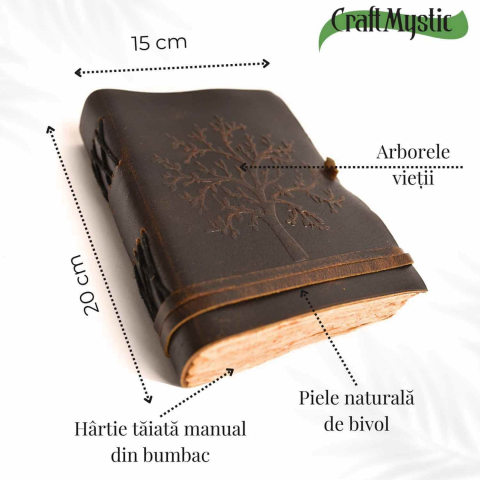 Jurnal piele naturala cu Arborele Vietii si hartie de bumbac – Creativitate si conexiune spirituala [3]