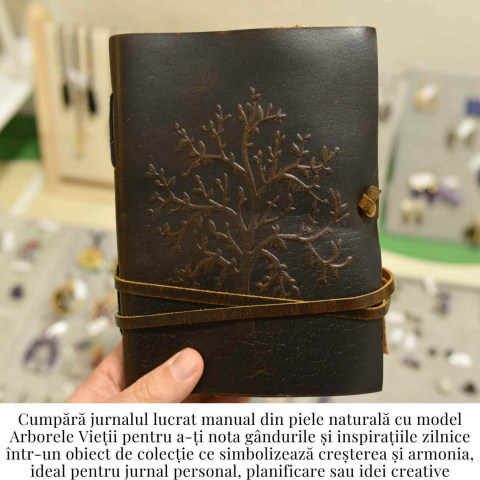 Jurnal piele naturala cu Arborele Vietii si hartie de bumbac – Creativitate si conexiune spirituala [2]