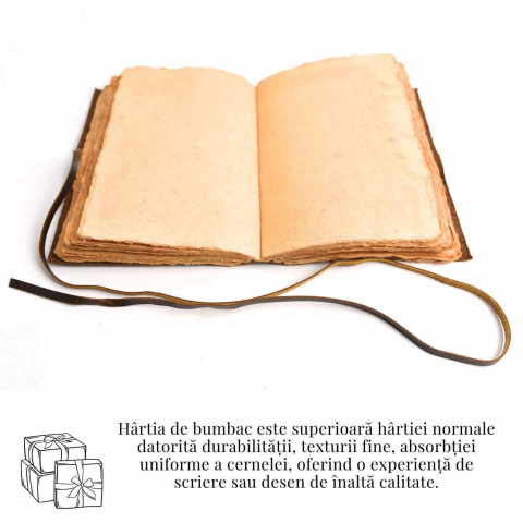 Jurnal piele naturala cu Arborele Vietii si hartie de bumbac – Creativitate si conexiune spirituala [6]