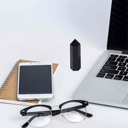 Turn de 10-11 cm din cristal semipretios vindecator hexagonal Obsidian - Obelisc pentru meditatie [1]
