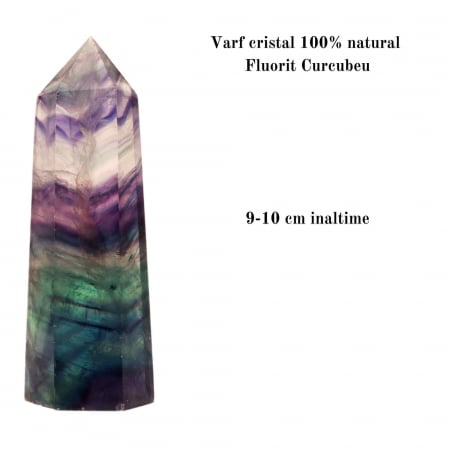 Turn din cristal natural Fluorit Curcubeu 9-10 cm: Adauga un strop de culoare si energie in viata ta [1]