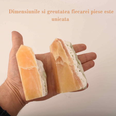 Turn cristal natural Calcit Portocaliu 12-15 cm - Proprietati de echilibrare emotionala, imbunatatire a starii de spirit si stimulare a creativitatii [3]