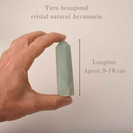 Turn din cristal natural unicat Acvamarin 9-10 cm - Cunoscut ca piatra curajului si a comunicarii clare [2]