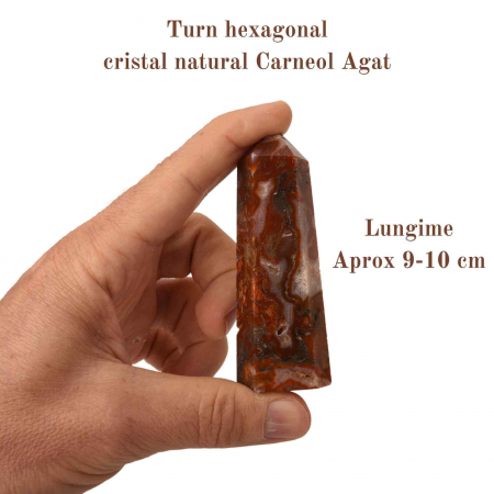 Turn din cristal natural unicat Carneol Agat 9-10 cm - Echilibru emotional, imbunatateste concentrarea [2]