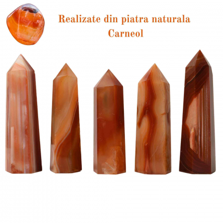 Turn din cristal natural unicat Carneol 9-10 cm - Ajuta la echilibrarea emotiilor, ameliorarea stresului si stimularea claritatii mentale [1]