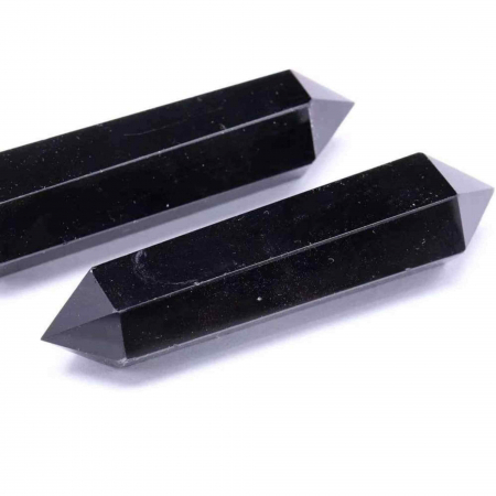 Turn Hexagonal Dublu Varf din Obsidian Negru inaltime de 7-9 cm - cristal de protectie puternic, care actioneaza ca un scut impotriva negativitatii si a stresului [2]