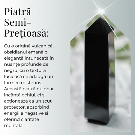 Varf din Obsidian Natural cu 4 Fatete, 10-11 cm [4]