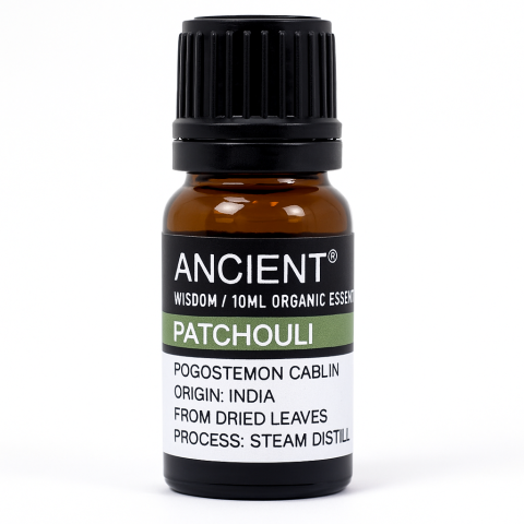 Aromaterapie - Ulei esential organic Patchouli 10 ml (Pogostemon cablin) – aroma orientala, pentru difuzor, parfumare & masaj (diluat)