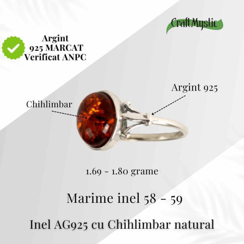 Inel din Argint 925 cu Chihlimbar Natural – Eleganta Calda si Echilibru [2]