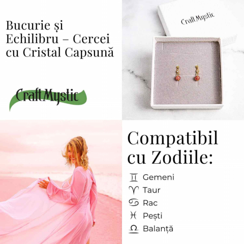 Vibratie de Iubire si Gratie – Cercei cu Cristal Capsuna [4]
