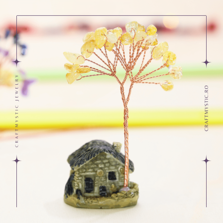 Mini Casa cu ramura din Citrin Natural , Arbore de Energie Spirituala Reiki, pentru Decoratiuni de Birou si Acasa [4]