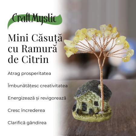 Mini Casa cu ramura din Citrin Natural , Arbore de Energie Spirituala Reiki, pentru Decoratiuni de Birou si Acasa [3]