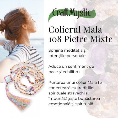 Colier Mala din Pietre Mixte Colorate cu 108 Margele si Tassel [3]