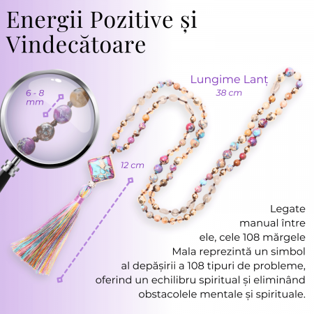 Colier Mala din Pietre Mixte Colorate cu 108 Margele si Tassel [1]