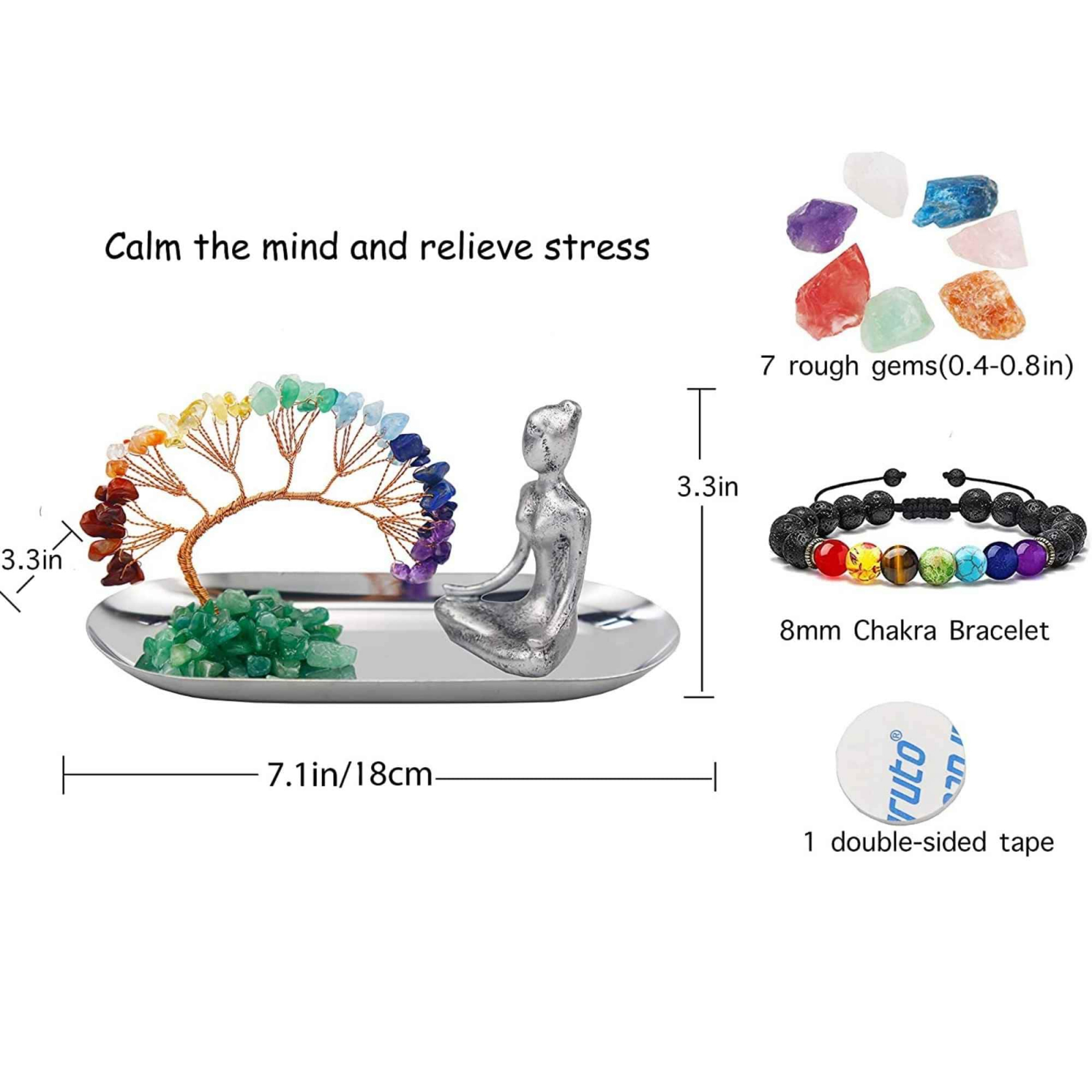 JOVIVI Bracciale 7 Chakra Con Pietre Laviche E Gemme – Elastico, Unisex, Perfetto Per Yoga, Meditazione E Reiki