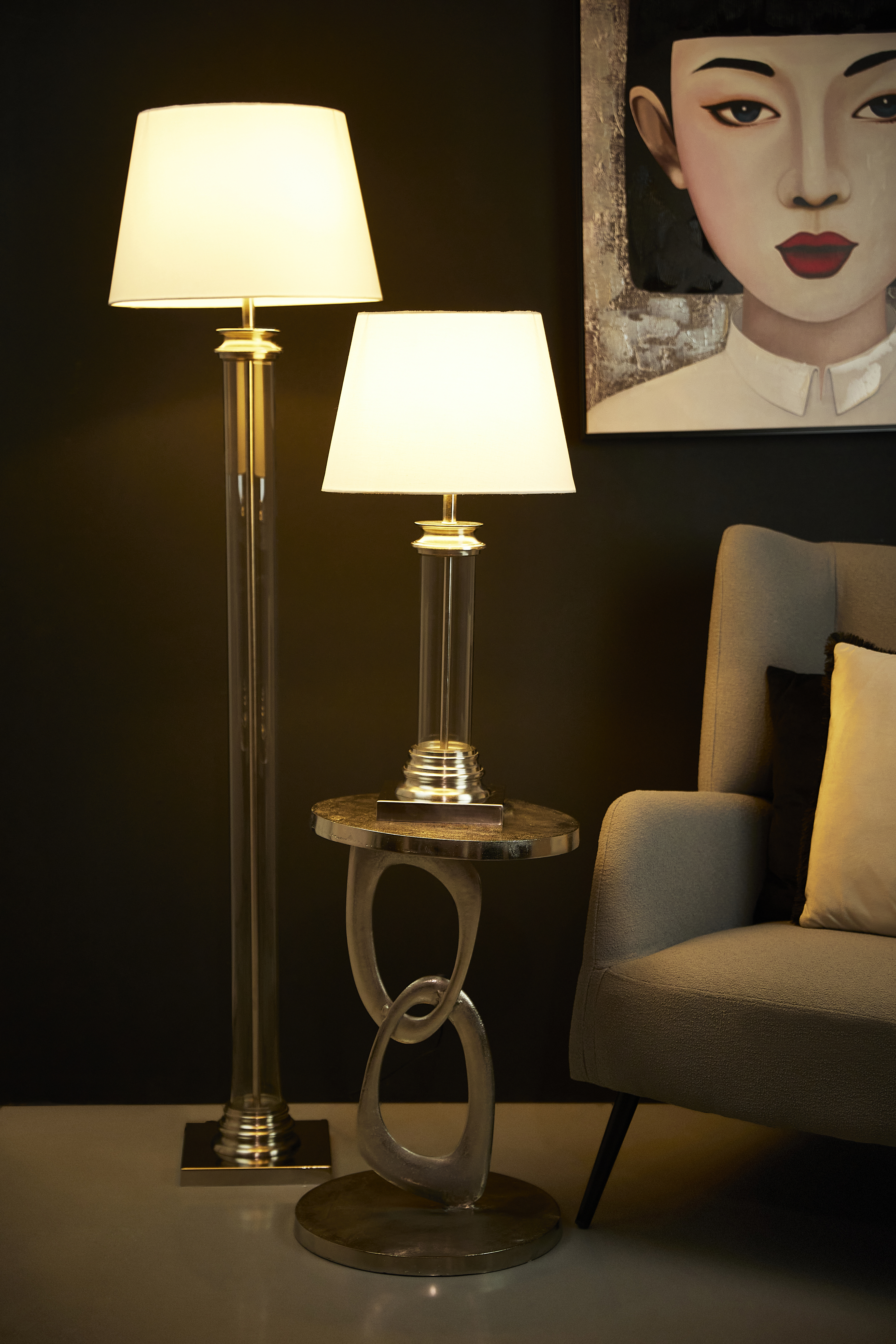 Lampă de masă aluminiu sticlă albă moderna [2]