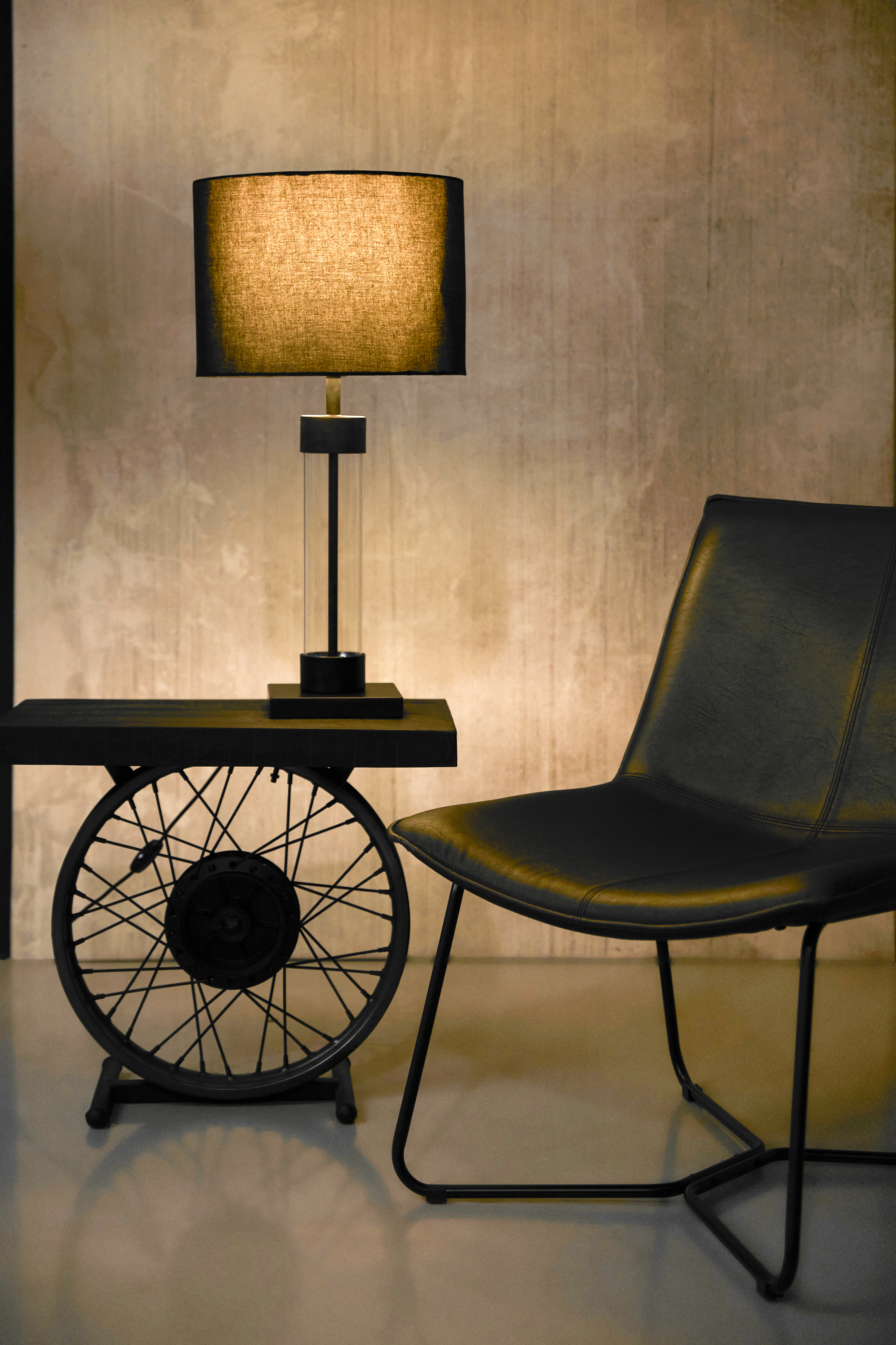 Lampă de masă metal sticlă fumurie negru moderna [2]