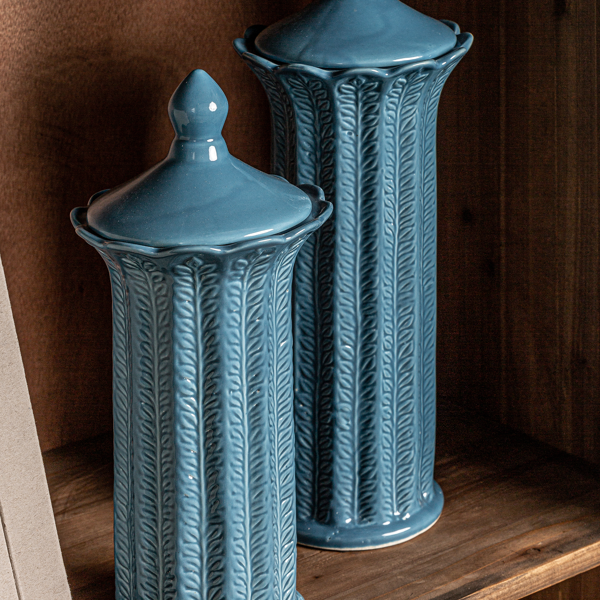 Vas decorativ contemporan inalt ceramica albastra|Vaze decorative moderne [4]