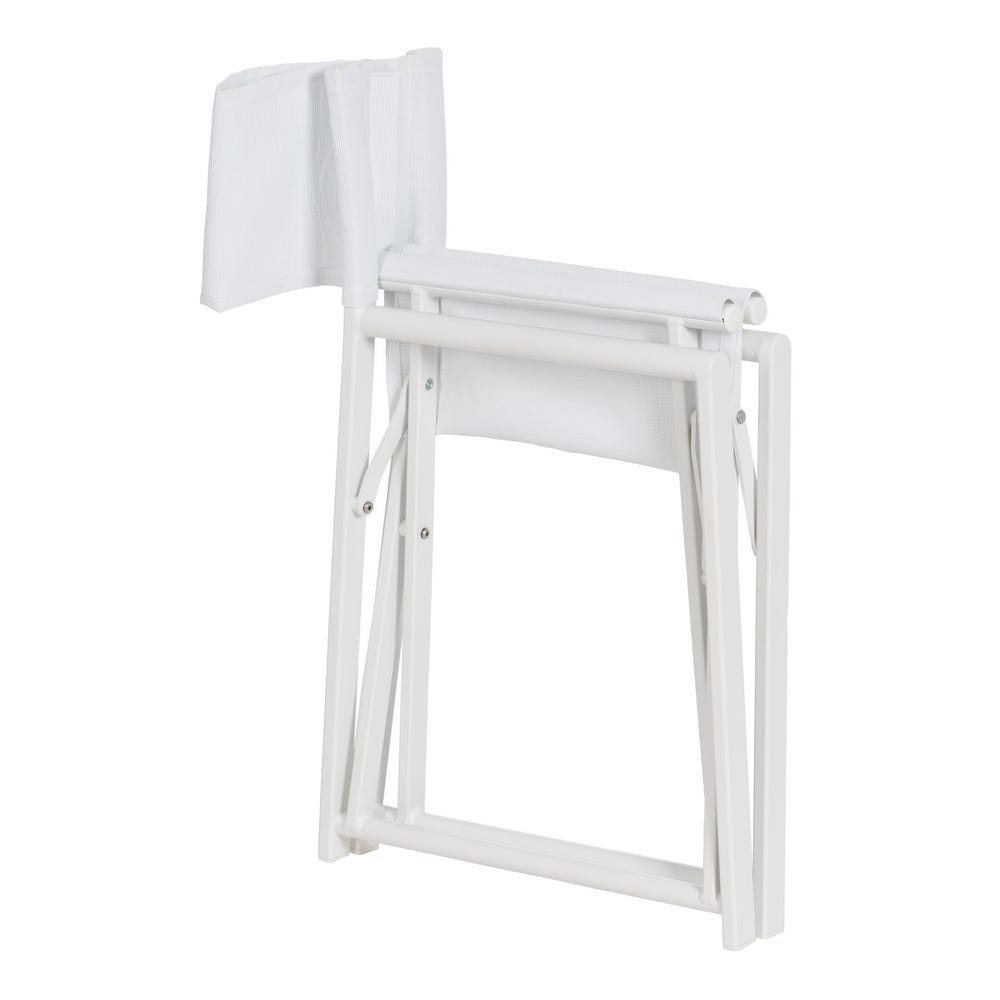 Set 2 scaune pliabile exterior albe din aluminiu cu șezut și spătar textilene pentru grădină și terasă [6]