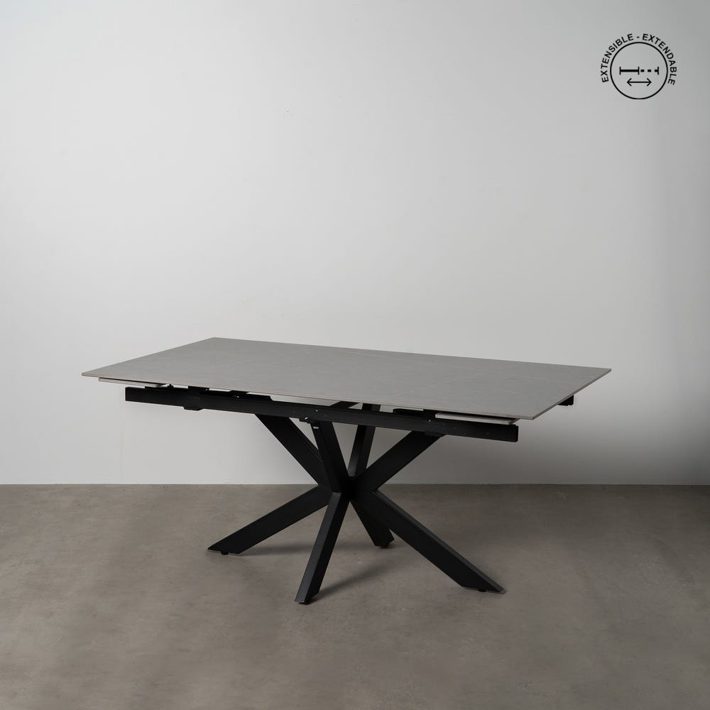 Masa Dining Extensibila Metal Negru CreativDeco - Blat Ceramica Elegant