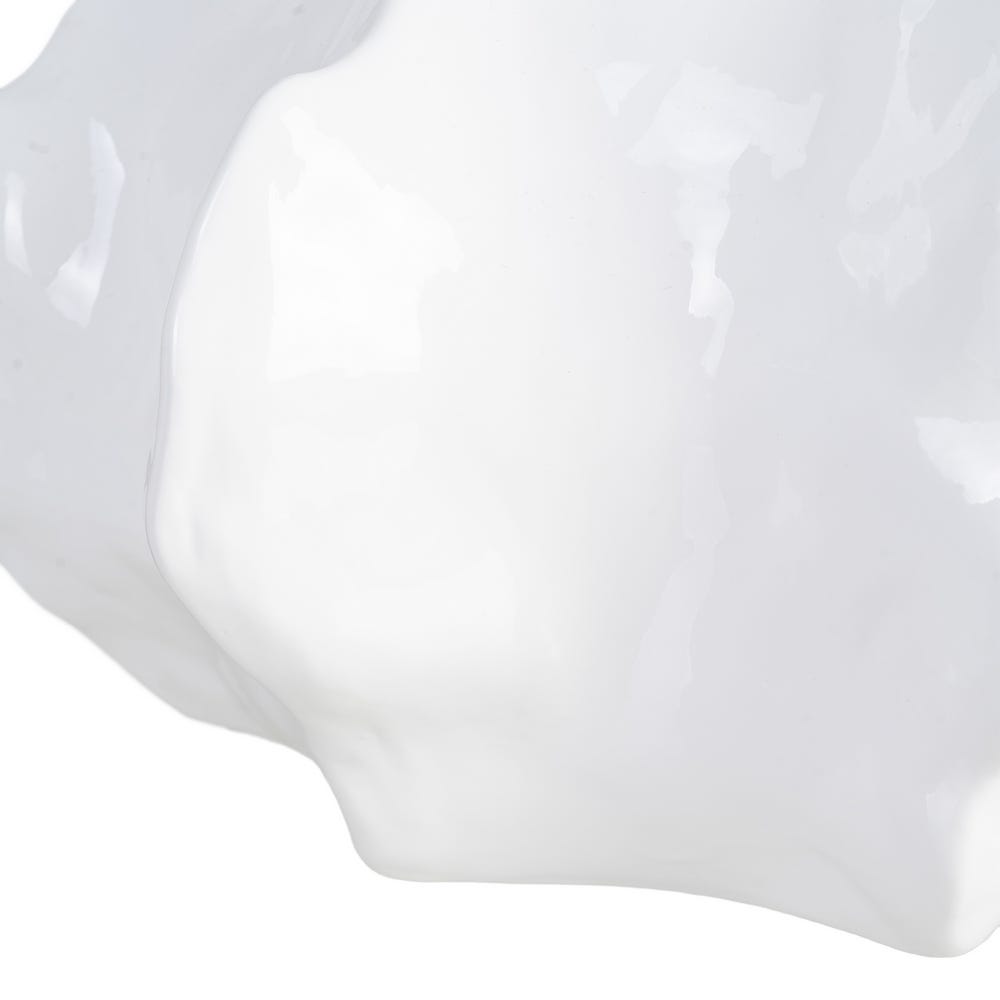 Ghiveci din ceramică albă lucioasă cu volum sculptural ondulat și margine wavy [5]