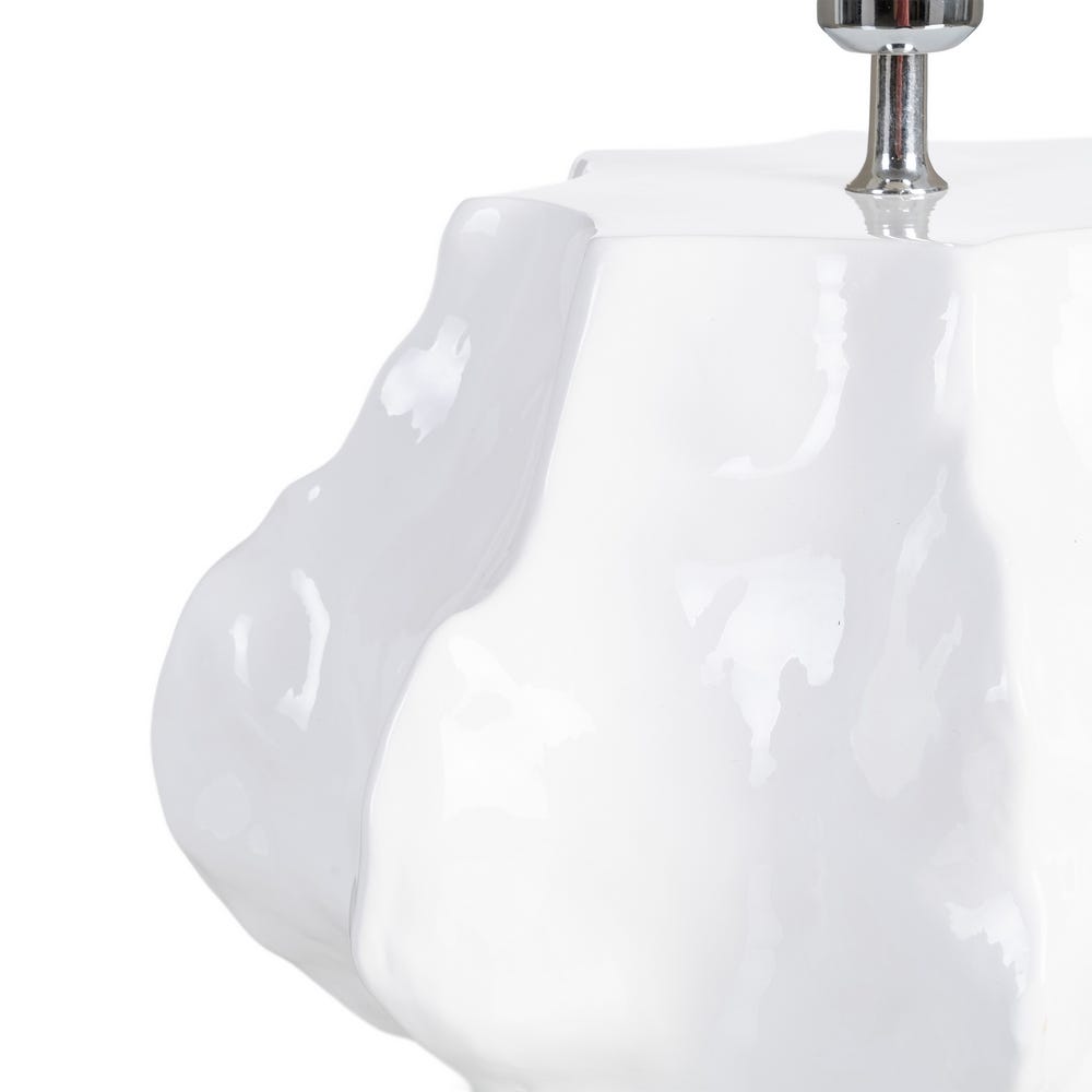Bază de veioză din ceramică albă lucioasă cu volum sculptural neregulat [3]