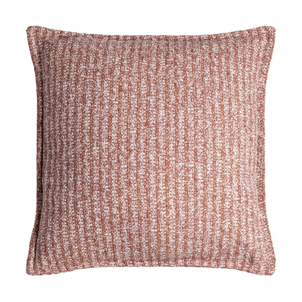 Mediteranean - Set 2 perne decorative teracotă cu dungi verticale fine din fire roșcate și pale pe fundal alb
