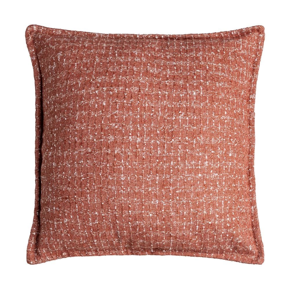 Boho - Set 2 perne decorative ruginii cu linii cusute punctat în ață crem pe fond țesut pe fundal alb