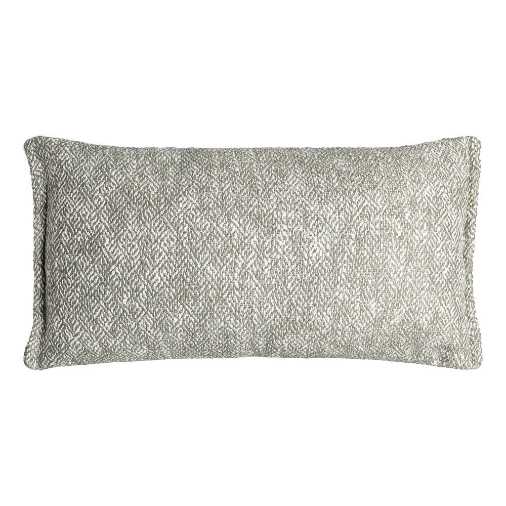 Boho - Set 2 perne decorative dreptunghiulare verde-salvie cu aspect melanj și textură mată pe fundal alb