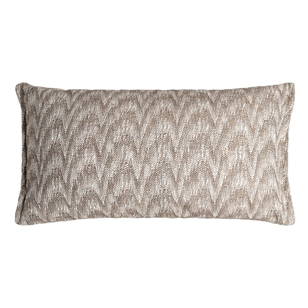 Boho - Set 2 perne decorative dreptunghiulare bej și maro cu model în flăcări țesut în valuri pe fundal alb