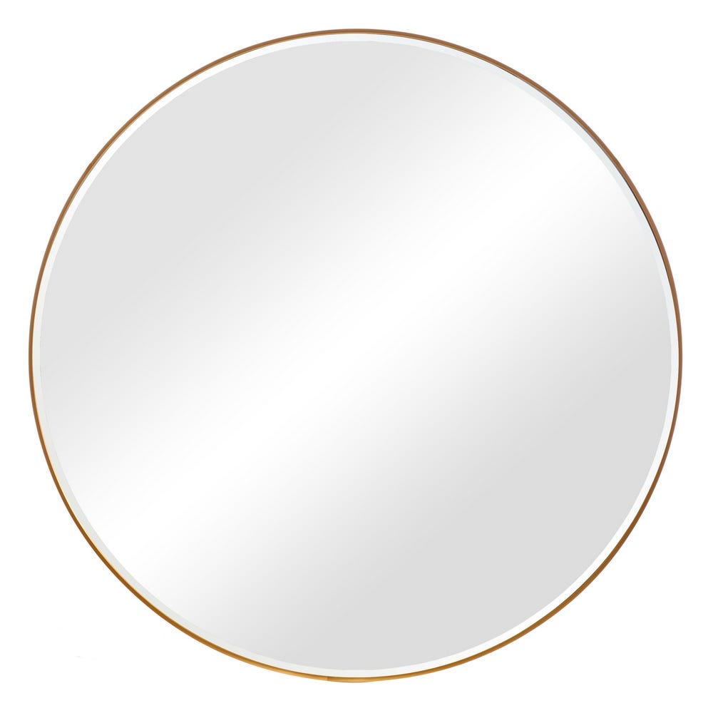 Oglindă rotundă cu ramă subțire din aluminiu auriu de 120 cm pe fundal alb [2]