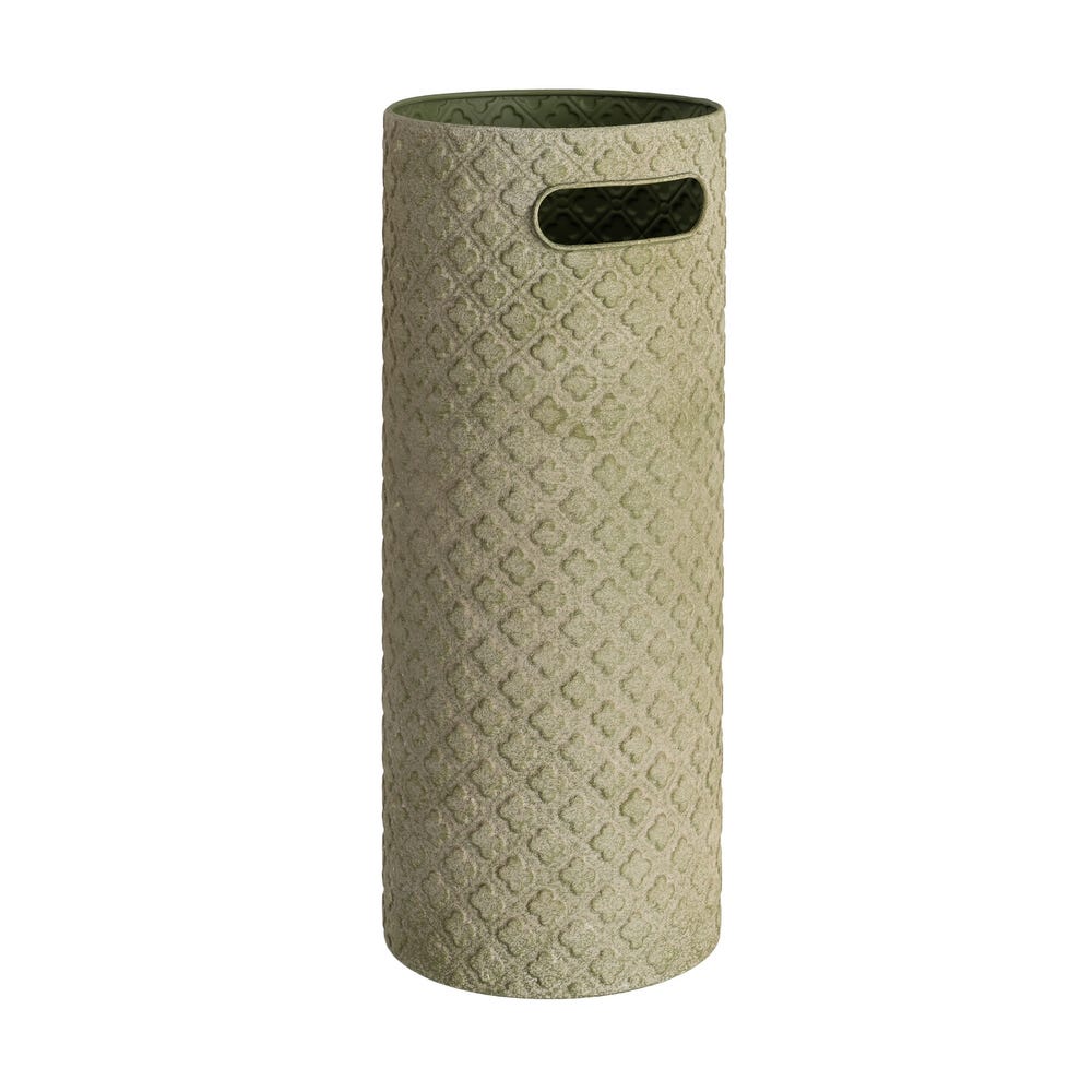 Stil de design - Suport pentru umbrele din metal verde mușchi cu model în relief din flori cu patru petale