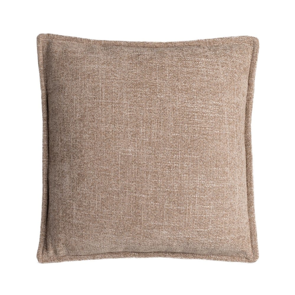 Stil de design - Set 2 perne decorative pătrate taupe cu țesătură texturată și bordură îngustă