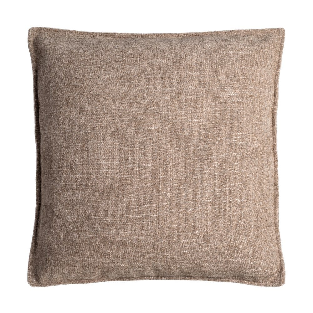 Stil de design - Set 2 perne decorative pătrate mari taupe cu țesătură texturată și bordură îngustă