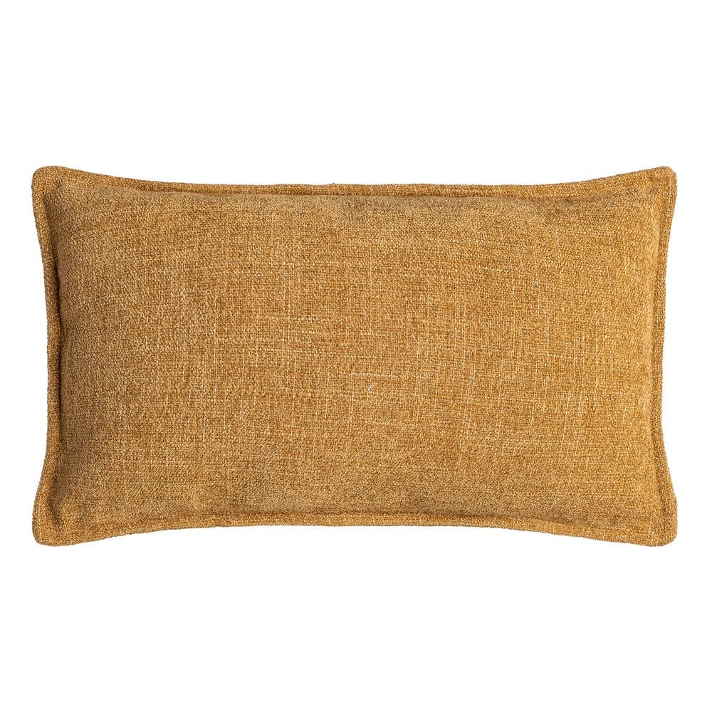 Boho - Set 2 perne decorative dreptunghiulare muștar cu țesătură moale cu fir gros și bordură îngustă