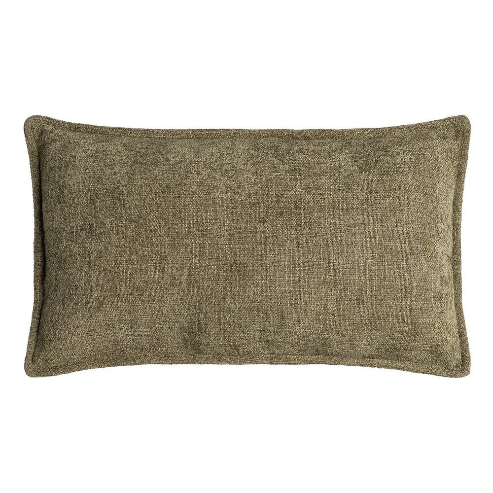 Stil de design - Set 2 perne decorative dreptunghiulare verde măsliniu cu țesătură moale cu fir gros și bordură îngustă