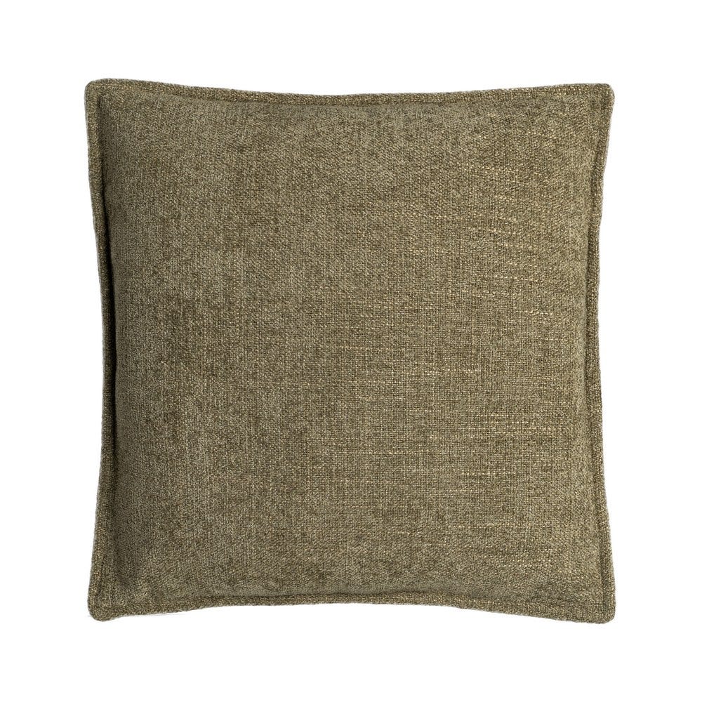 Stil de design - Set 2 perne decorative pătrate mici verde măsliniu cu țesătură moale cu fir gros și bordură îngustă