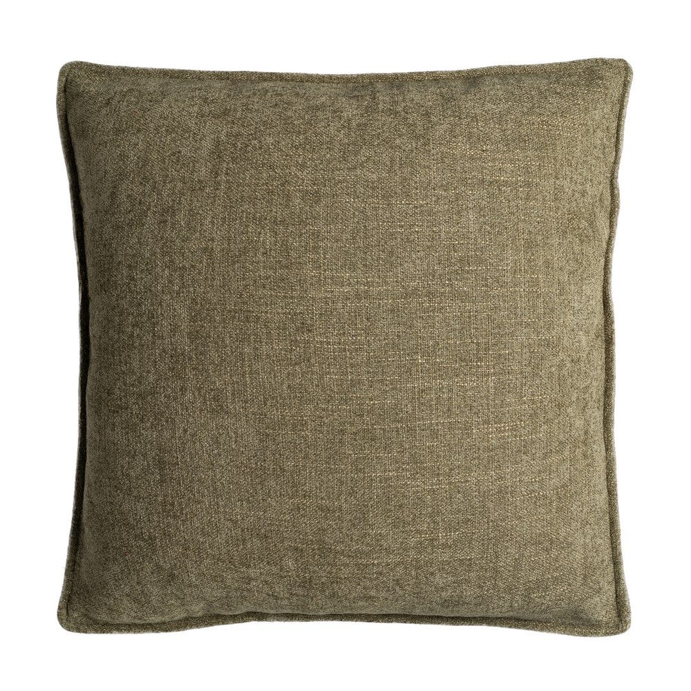 Stil de design - Set 2 perne decorative pătrate mari verde măsliniu cu țesătură moale cu fir gros și bordură îngustă
