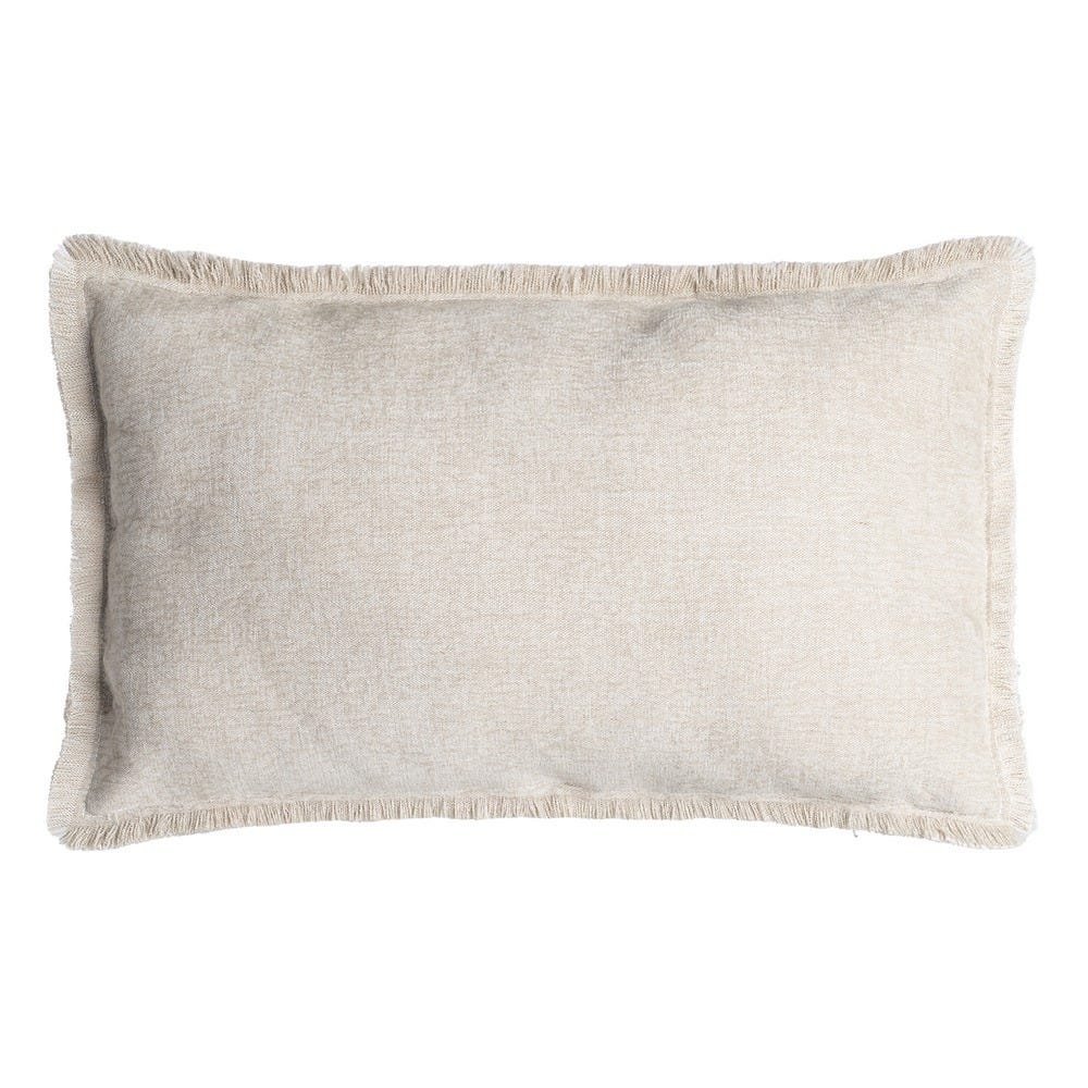 Boho - Set 2 perne decorative dreptunghiulare crem cu fir de in și margine franjurată fin