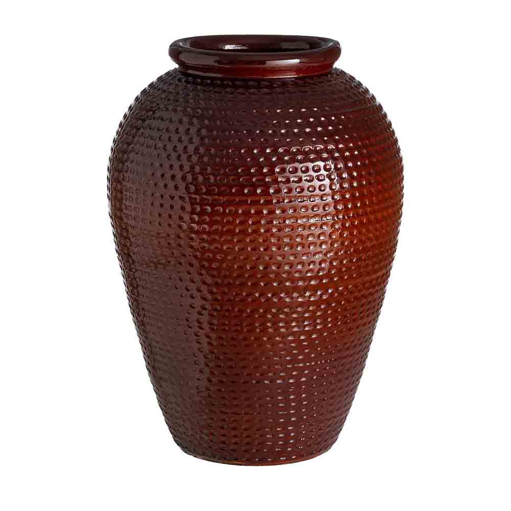 Stil de design - Vază mare din ceramică grena lucioasă cu puncte în relief în formă de amforă