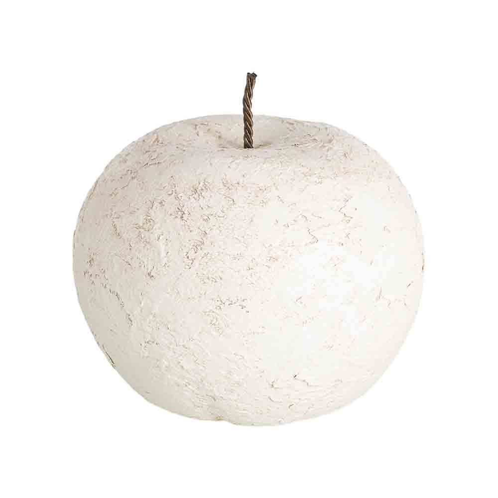 Stil de design - Măr decorativ mare din ceramică crem cu aspect de var vechi și cotor din sârmă răsucită