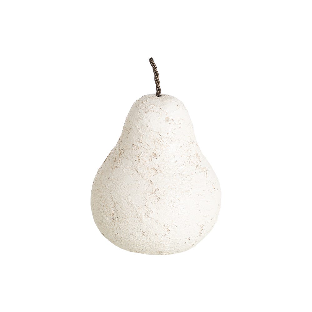Stil de design - Pară decorativă din ceramică crem cu aspect de var vechi și cotor din sârmă răsucită
