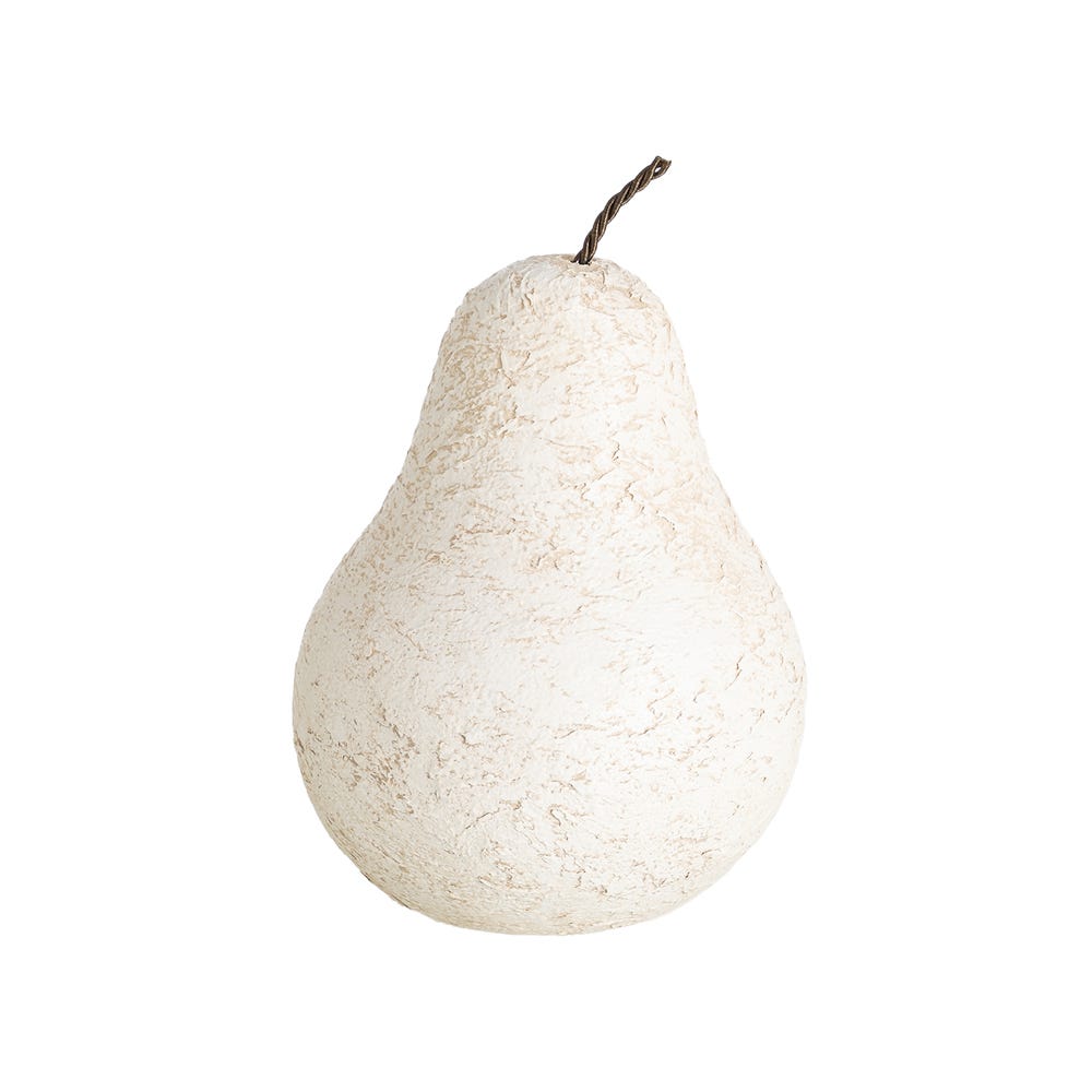 Stil de design - Pară decorativă mare din ceramică crem cu aspect de var vechi și cotor din sârmă răsucită
