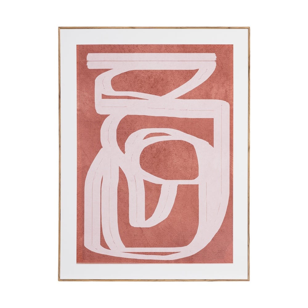 Set 2 tablouri abstracte cu linii albe răsucite pe fond teracota în ramă de MDF [3]