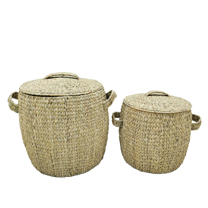 Coșuri decorative cu capac din zambilă de apă și structură de fier boho natural [1]